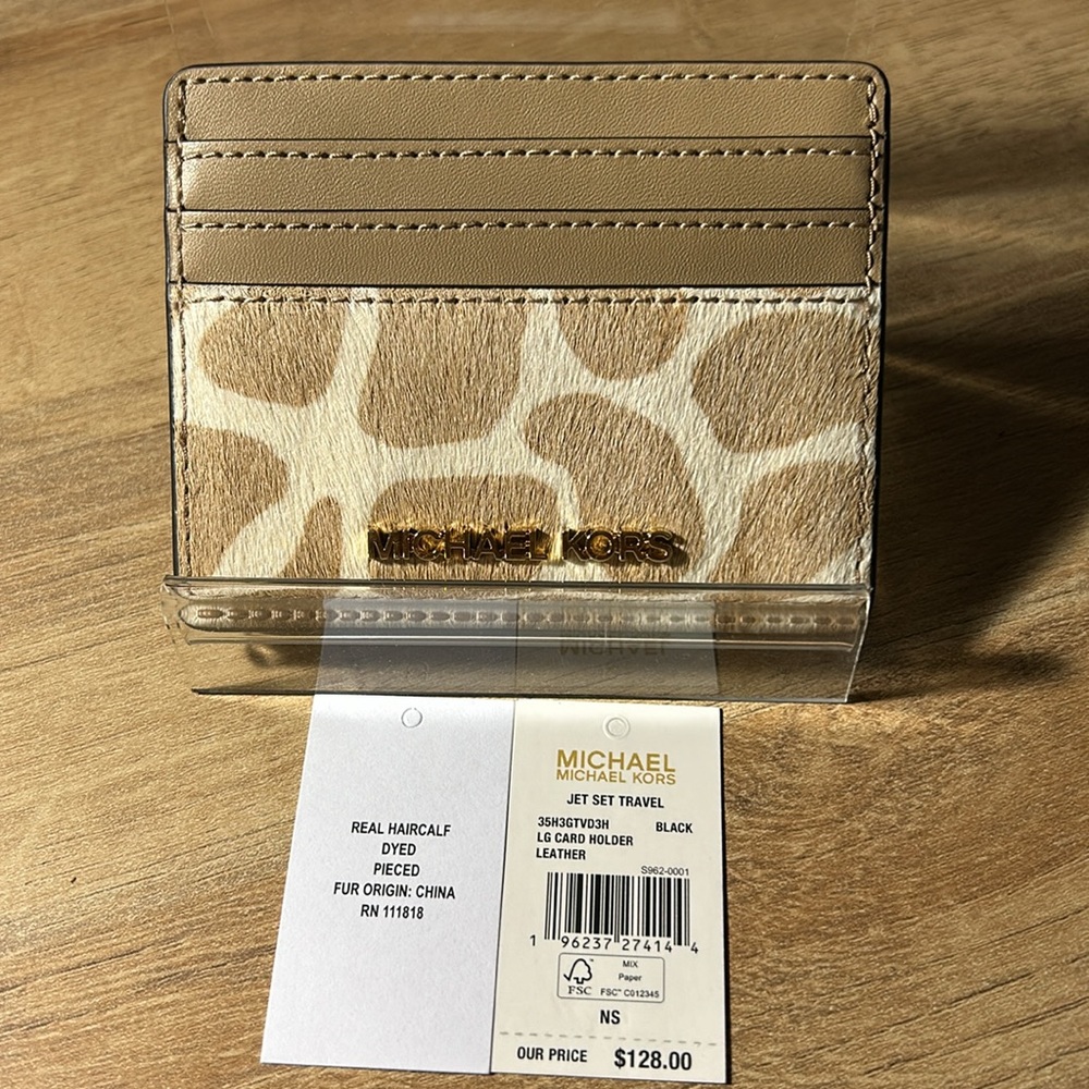 Michael Kors Jet Set Haircalf Leather Card Holder NWT - Picture 2 of 4